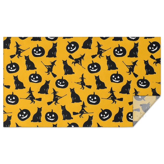 Halloween Black Cats Witches and Pumpkins Rectangle Tablecloth 60"x102",Waterproof Polyester Rectangle Table Cloth, Wipeable Spillproof Polyester Tablecloth for Dining, Camping, Indoor and Outdoor