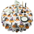 thumbnail image 1 of Halloween Black Cats with Pumpkins and Witch Hats Round Tablecloth 60"x60",Wrinkle Wipeable Table Cloth for Kitchen Dining Room Picnic Patio Party, 1 of 6