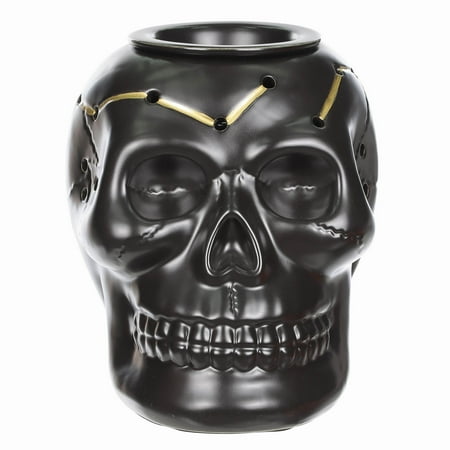 Halloween Black Ceramic Skull Electric Wax Warmer, 5"L x 6"W x 5.5"H, by Way To Celebrate (Indoor)