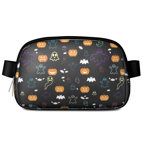 Halloween Black Colorful Ghosts and Pumpkins Cute Fanny Packs for Women,Travel Waterproof Crossbody Fanny Bags Waist Purse for Women Anti Theft Adjustable Strap for Running Travel Cycling
