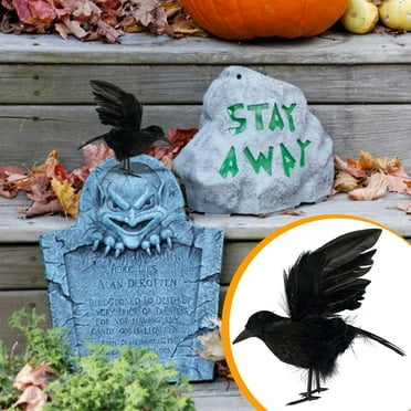 Halloween Black Crows,Ravens Decorations Halloween Feathered Crows,Halloween Black Birds Raven Prop for Halloween Indoor Outdoors Decoration