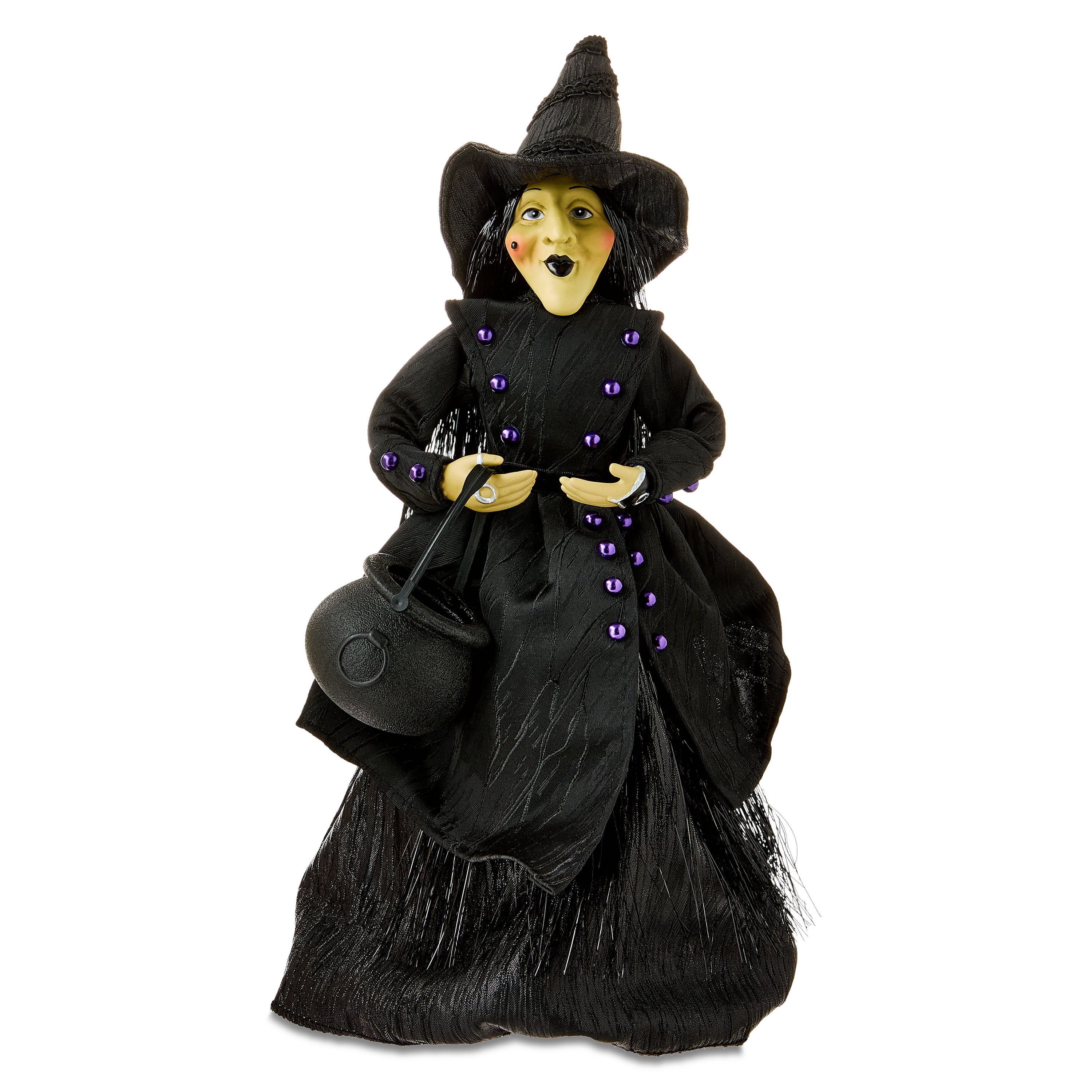 Witch with Cauldron Tabletop Decor, Black, 15", Halloween by Way To Celebrate - Walmart.com