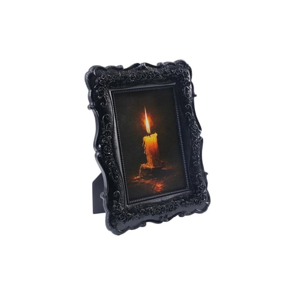 Halloween Black Embossed Picture Frame, Gothic Victorian Rose Relief Photo Frame with Easel Stand for Tabletop