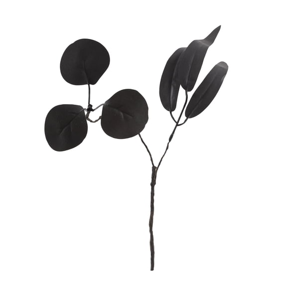 Halloween Black Faux Leaf Stems - Dark Maple Leaves and Round Leaf Branches,Gothic Fall Vase Fillers for Elegant Spooky Home Decor