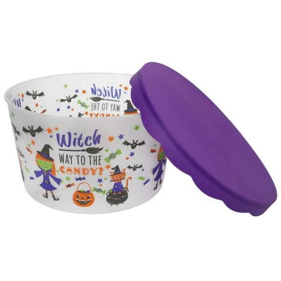 Halloween Black Forest Design Container with Lids Round Food Storage for Cookie Candy Snack Gift Canister Jar Bucket Party Favor Trick or Treats Home Kitchen Dining Organization Table Decor, 1 count