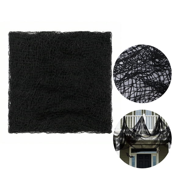 Halloween Black Gauze Wall Decor,Outdoor Halloween Fake Spider Web Decorations Webbing,30X72 in Giant Halloween Cloth for Halloween Party Supplies Haunted Houses Outdoor