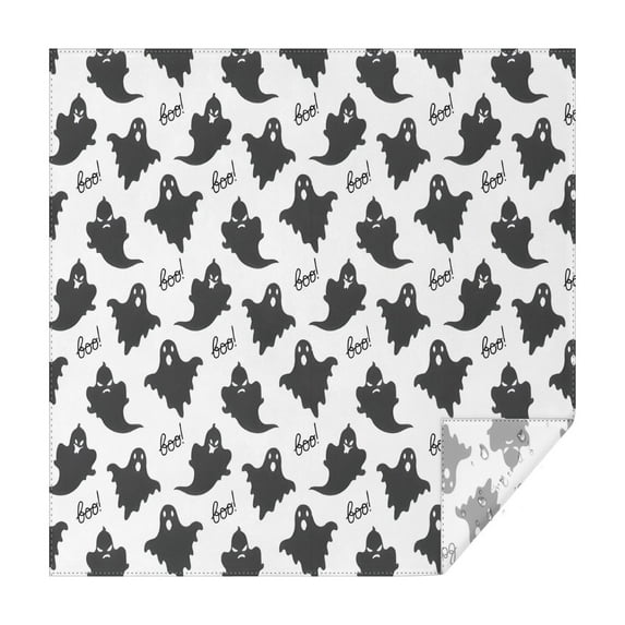 Halloween Black Ghosts with Boo Square Tablecloth,Waterproof Square Table Cover,Wipeable Spillproof Washable Table Cover for Home Kitchen Party Decor 52"x52"(132x132cm)