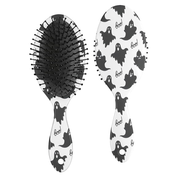 Halloween Black Ghosts with Boo Hair Brush,Girls Detangling Hair Brush,Glide Through Tangles with Ease for Wet & Dry Hair,8.8"X2.8"