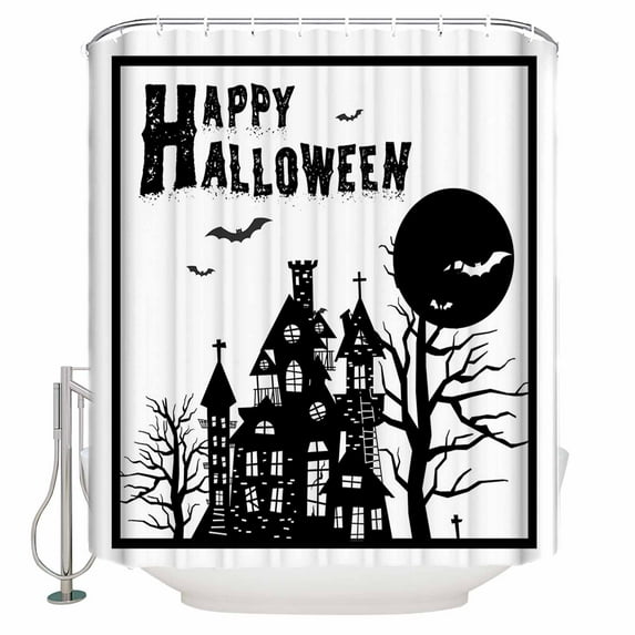 Halloween Black Gloomy Castle Shower Curtain Set ,Waterproof Fabric Shower Curtains Shower Curtains for Bathroom,Bathroom Decor 36"x72"