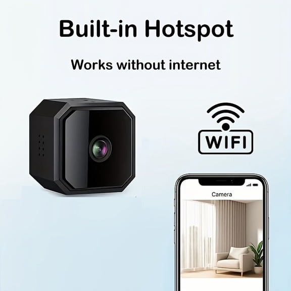 Halloween Black HD Wireless Security Camera, Infrared Night Vision, Motion Detection, 2-Way Audio, Built-in Hotspot, TF Card & Cloud Storage No Monthly Fee