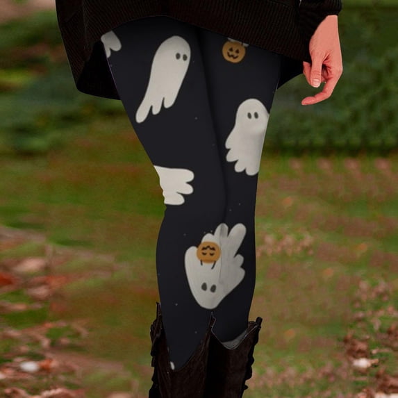 Halloween Black High Waisted Leggings Women with Pockets Polyester,Spandex Full Length Capri Buttery Soft Yoga Pants for Workout Athletic L