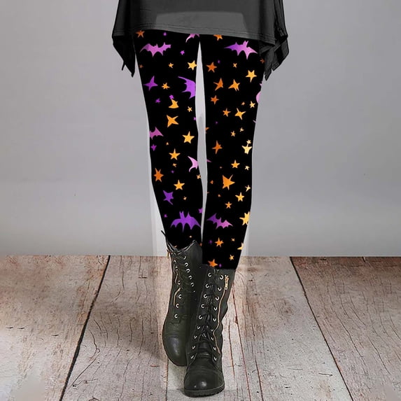 Halloween Black High Waisted Leggings for Women Milk Silk Grinding Soft High Waisted Tummy Control Workout Yoga Pants L