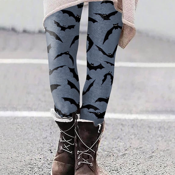 Halloween Black High Waisted Leggings with Pockets for Women Polyester,Spandex Soft Breathable - Full Length, Capri, Knee, Yoga L