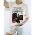 thumbnail image 1 of Halloween Black Horror Cat T-Shirt, Vintage Spooky True Crime Tee for Women, Cozy Fall Movie Night Shirt, Creepy Cute Autumn Outfit, 1 of 5