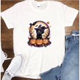thumbnail image 1 of Halloween Black Labrador Witch Hat Bats Pumpkins Dog Owner Gift Unisex T-Shirt, up to size 5XL, 1 of 2