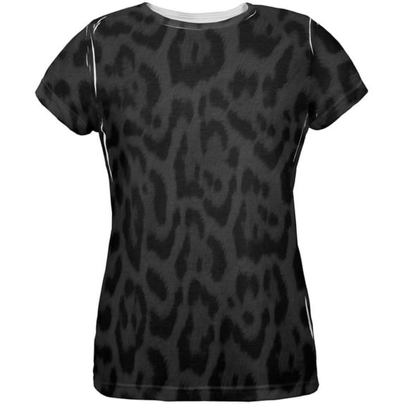Halloween Black Leopard Costume All Over Womens T Shirt Multi MD