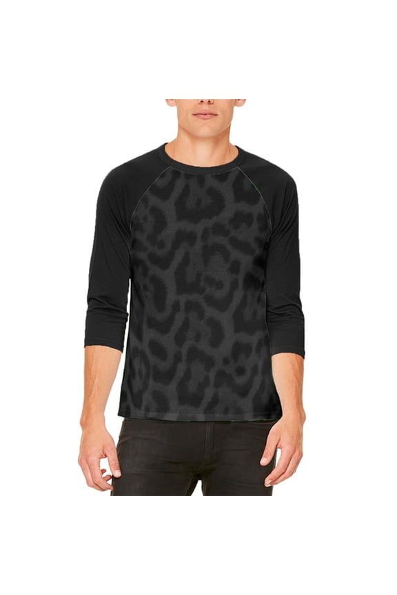 Halloween Black Leopard Costume Mens Raglan T Shirt White-Black SM