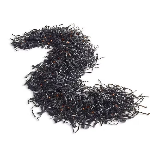 Halloween Black Maple Leaf Garland with Orange Accents, Fall Decor Pe Bendable Wire Vine for Wreath Mantel Stair Indoor Outdoor Spooky Decor, Optional Pre-Lit Led Lights Orange, 15 Tendrils