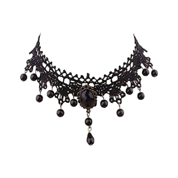 Halloween Black Necklaces Lace Neck Choker, Gothic Neck Chain Collar, Elegant Pendant for Wedding Party Cosplay Christmas, Victorian Style Choker Necklace, Dark Romantic Accessory