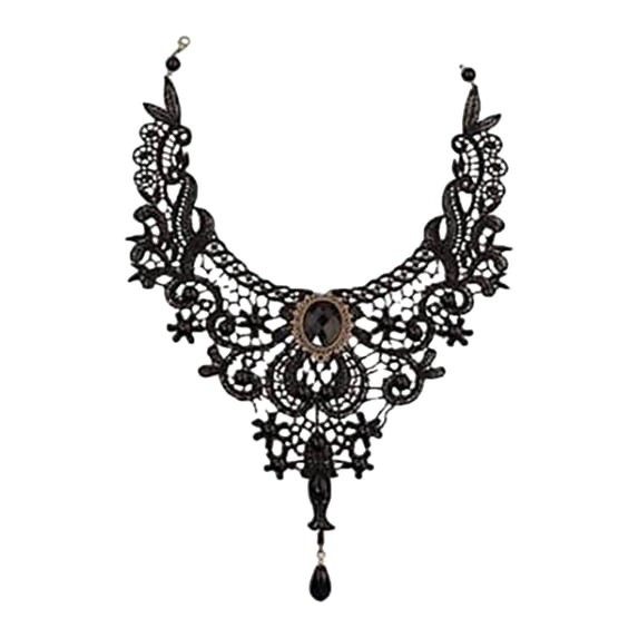 Halloween Black Necklaces Lace Neck Choker, Gothic Neck Chain Collar, Elegant Pendant for Wedding Party Cosplay Christmas, Victorian Style Choker Necklace, Dark Romantic Accessory