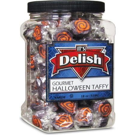 Halloween Black and Orange Cream Taffy Chews by It's Delish, 18 Oz Jumbo Container