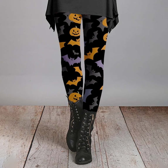 Halloween Black Plus Size Leggings with Pockets for Women Milk Silk Grinding Soft High Waisted Tummy Control Workout Yoga Pants L