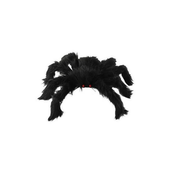 Halloween Black Plush Spider with Cotton Spider Cobweb for Indoor Outdoor Yard Spooky Haunted House Decors