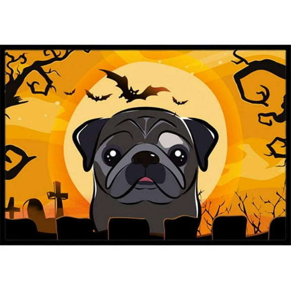 Halloween Black Pug Indoor & Outdoor Mat, 18 x 27 in.