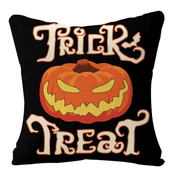 Halloween Black Pumpkin Background Decoration Farmhouse Decor Cotton Linen Home Decorative Throw Pillow Case Cushion Cover for Sofa Couch, 18" x 18"