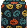 thumbnail image 1 of Halloween Black Pumpkin Table Runner Festive Fall Kitchen Dining Decor Premium Seasonal Tablecloth for Home & Party 13x72 Inch, 1 of 6