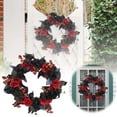 thumbnail image 1 of Halloween Black And Red Rose Wreath Festive Decorative Prop With Branches Christmas Wreath for Front Door Christmas Lighted Wreaths Lighted for Christmas 60in Wreath Easter Door Decorated Wreath, 1 of 7
