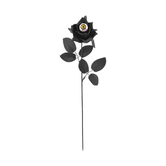Halloween Black Rose Stem, Demon Eye Artificial Flower Decorative Insert, Gothic Arrangement Prop for Spooky Home Decor Creepy Scene Setting