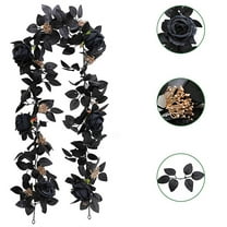 Halloween Black Rose Vine Flower Garland for Home Party Decoration