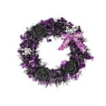 thumbnail image 1 of Halloween Black Rose Wreath with Twigs & Artificial Flowers - Festive Door Hanging Decor for Wall Decorative Holiday Rattan Wreath Door Porch Window Party Hanging Decor, 1 of 6