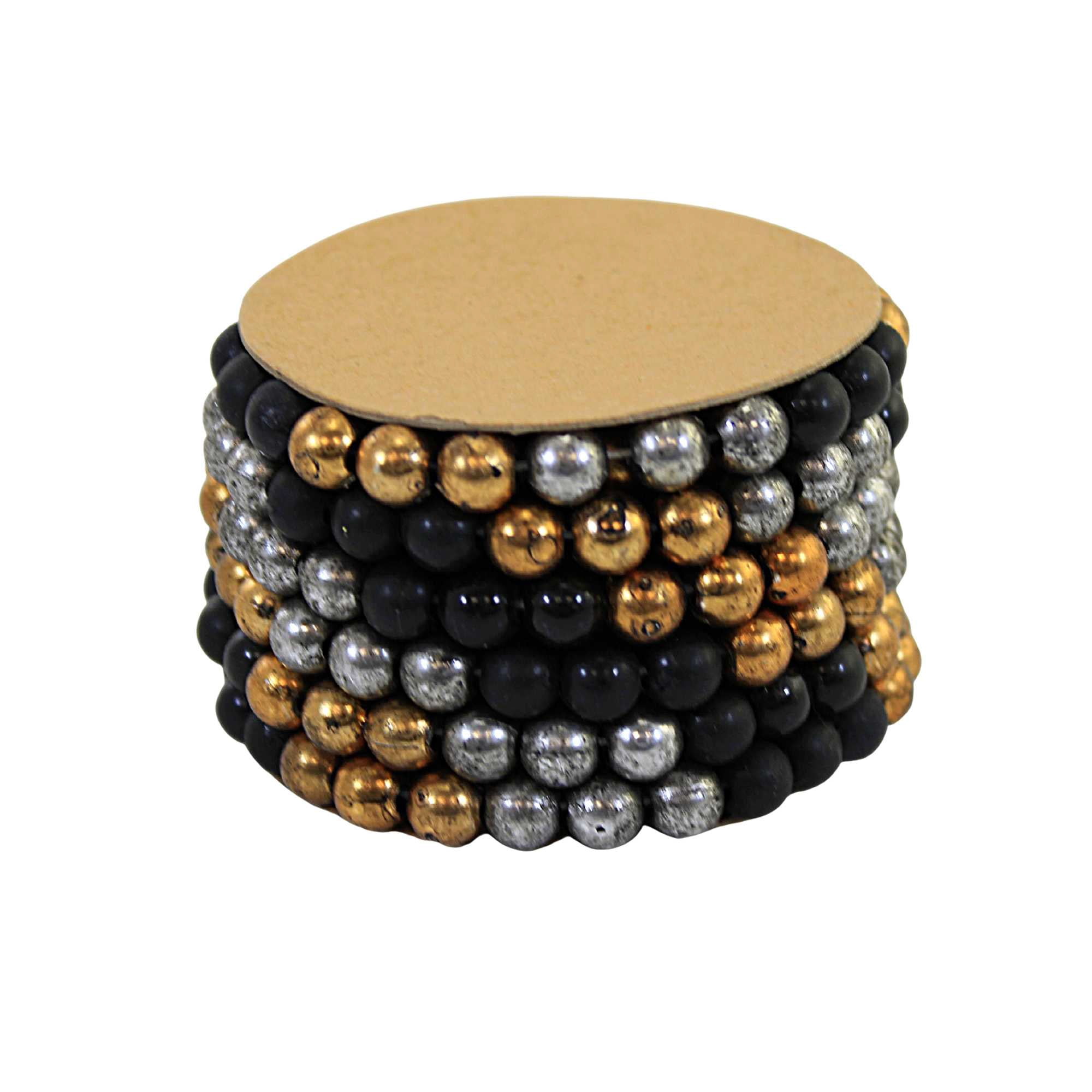 Primitives By Kathy 0.25In Black Silver Orange Garland, Plastic, Shiny Dull Tree Decoration 107734