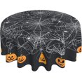 thumbnail image 1 of Halloween Black Tablecloth Round 60 Inch Spider Web Ghost Pumpkin Decorative Table Cloth Washable Wrinkle Stain-Resistant Fall Autumn Table Cover for Party Picnic Dinner, 1 of 6