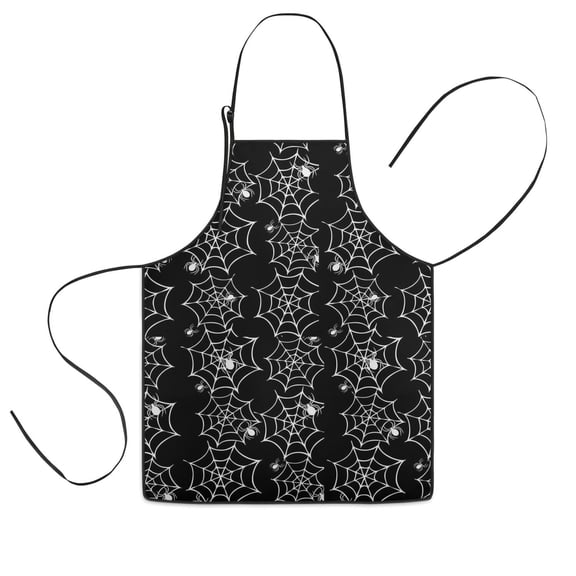 Halloween Black and White Spider Webs and Spiders Kids Aprons for Girls and Boys,Adjustable Neck Strap Toddler Aprons for Kids Cooking Baking,23.6"x19"