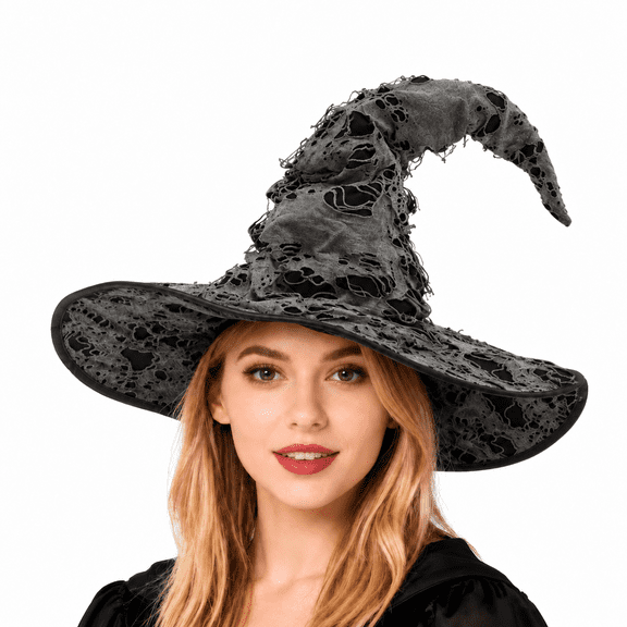 Kabuer Halloween Witch Hat Black Pointed Wizard Hat for Halloween Masquerade Costume Accessories (Style 1)