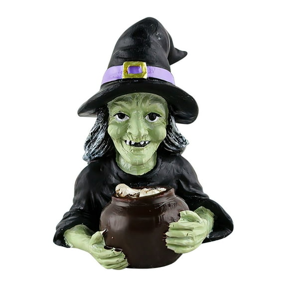 Halloween Black Witch Resin Decor, Mini Witch Figurine Tabletop Centerpiece Halloween Decorations Indoor, Farmhouse Gift for Spooky Home Decor Haunted House Decorations Party Favors