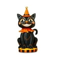 thumbnail image 1 of Halloween Black and Orange Resin Cat, 10 in H Retro style Vintage style carnival Tabletop Figurine Decor, 1 of 5