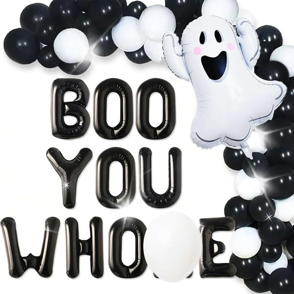 Halloween Black and White Ghost Letter Balloon Set - Party Scene Decoration Combination