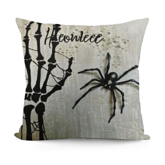 Halloween Black and White Throw Pillow Covers, Skeleton Hand Spider Halloween Pillow Case Decoration for Home Sofa Couch