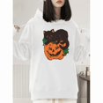 thumbnail image 1 of Halloween Black cute Cat Pumpkin T-shirt hooded long-sleeved top comfortable and Fashion White S-2XL, 1 of 6