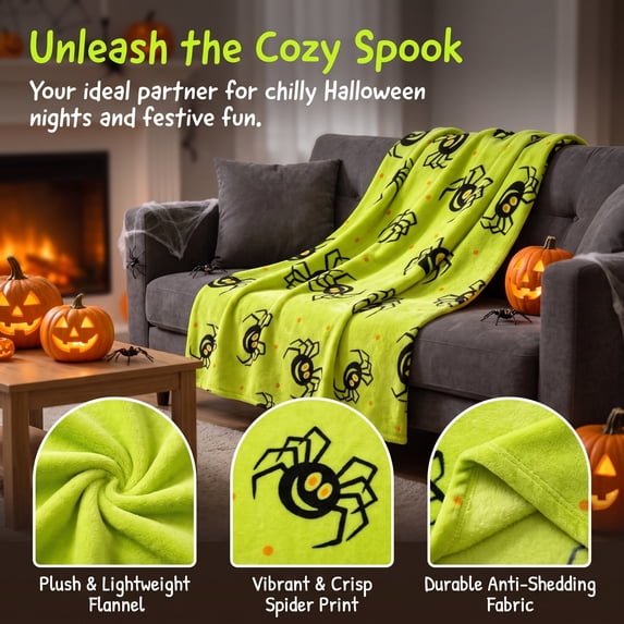 Halloween Blanket 39.4x27.6in Cozy Flannel Blanket Halloween Themed for Office Nap by OVFUIZ