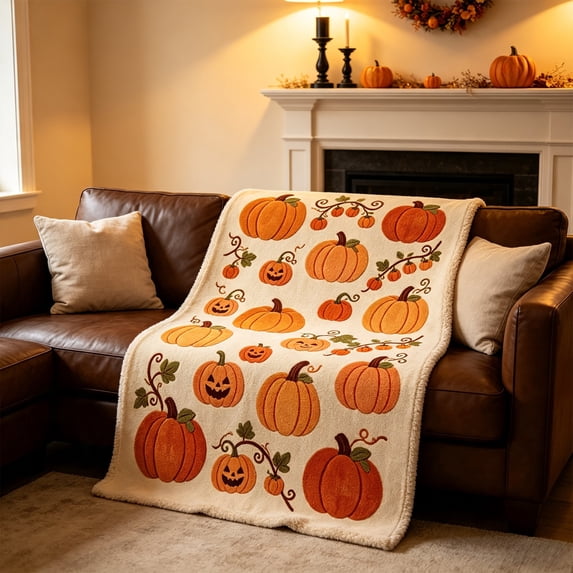 Halloween Blanket 39.4x27.6in Flannel Throw Halloween Patterned for Sofa Travel by OVFUIZ