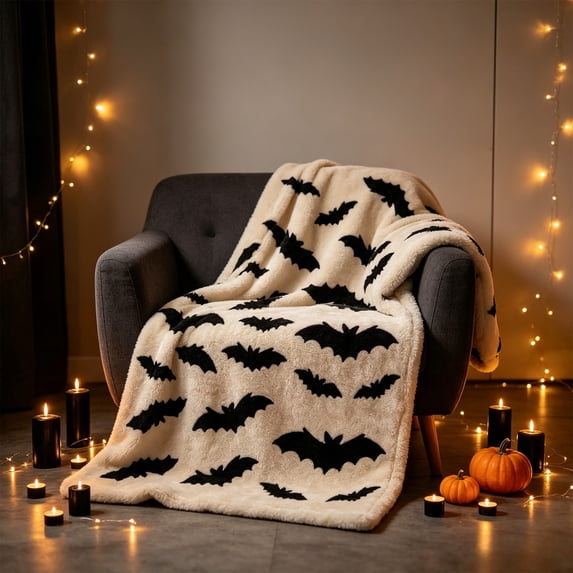 Halloween Blanket 39.4x27.6in Flannel Throw Halloween Patterned for Sofa Travel by OVFUIZ