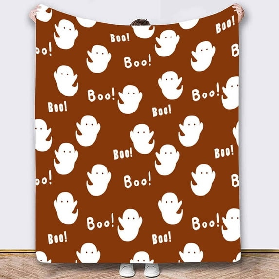 Halloween Blanket (51*39Inces) Style I, Halloween Pumpkin Ghostskull Bat Blackcat Printed Flannel Cover Blanke Polyester Blanket, Plush Multi-color