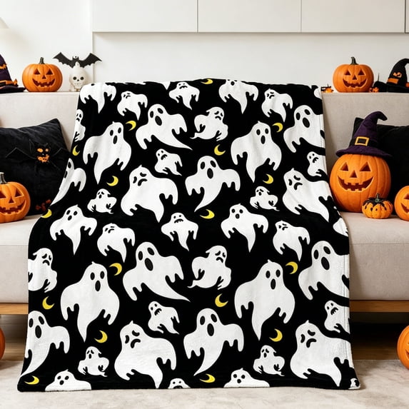 Halloween Blanket 59.1x39.4in Cozy Throw Halloween Patterned for Couch Office Nap by OVFUIZ
