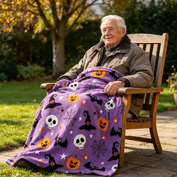 Halloween Blanket 59.1x39.4in Soft Flannel Throw Halloween Themed for Couch Office by OVFUIZ