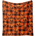 thumbnail image 1 of Halloween Blanket,Burnt Orange Buffalo Plaid Halloween Pumpkin Face Blanket, for Women,Halloween Flannel Fleece Throw Blanket for Home Living Room Bed Chair Decor 60"x50", 1 of 6